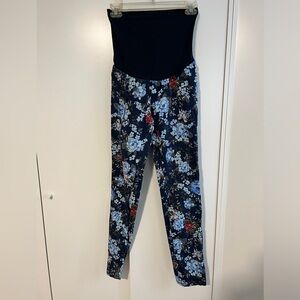 Motherhood blue floral pants size small. With stretch waist